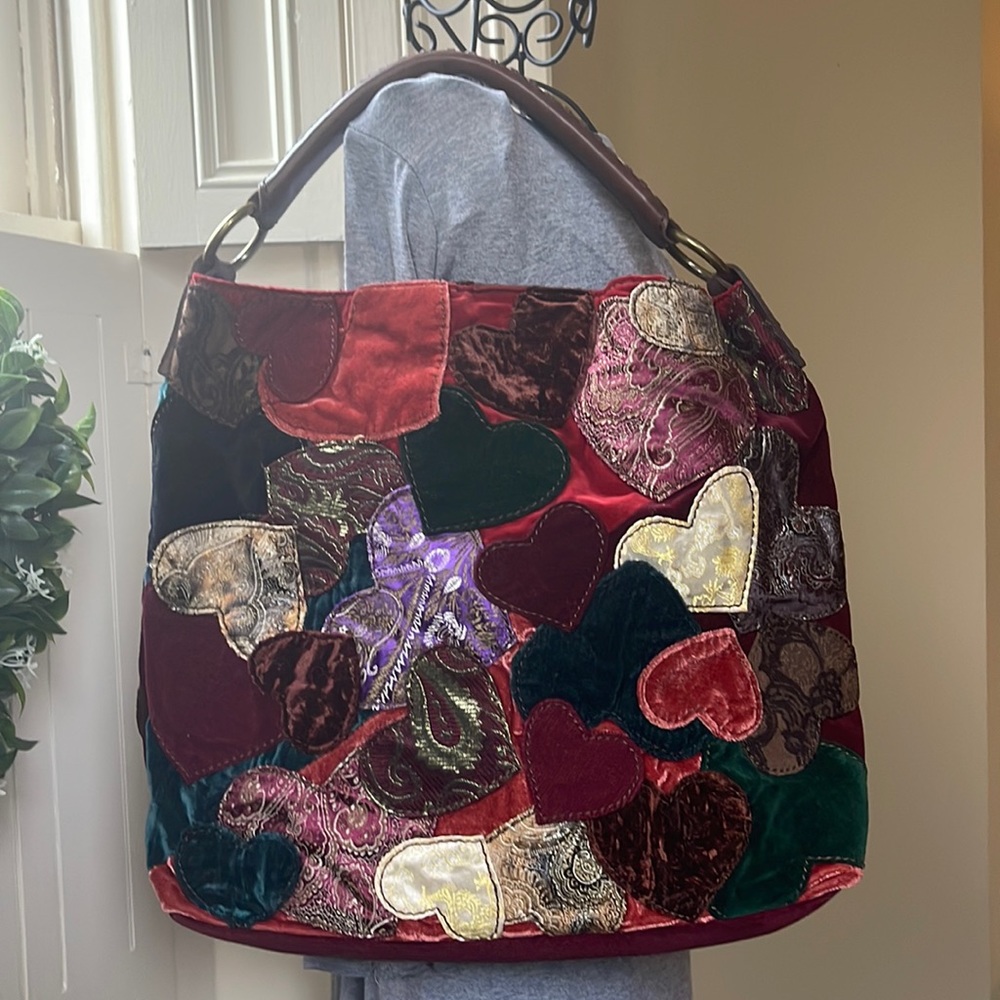 Lucky Brand Multicolor Heart Patchwork Satchel